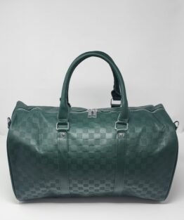 Stiletto Nation Boutique Green Checkered Handbags - The Ivy Weekender - Front Stiletto Nation Boutique Green Checkered Handbags - The Ivy Weekender - Front